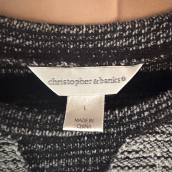 Christopher & Banks large black and white long sleeve top - Picture 3 of 3